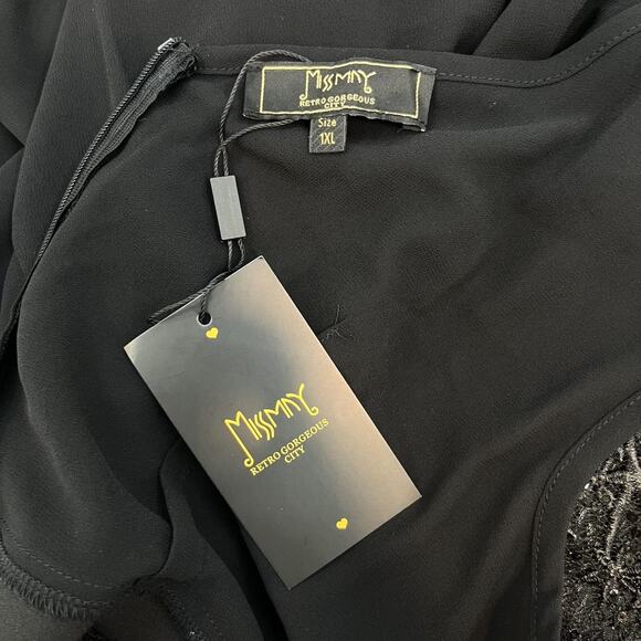 Miss May black formal maxi gown sleeveless lace sequins 1XL - Picture 9 of 12